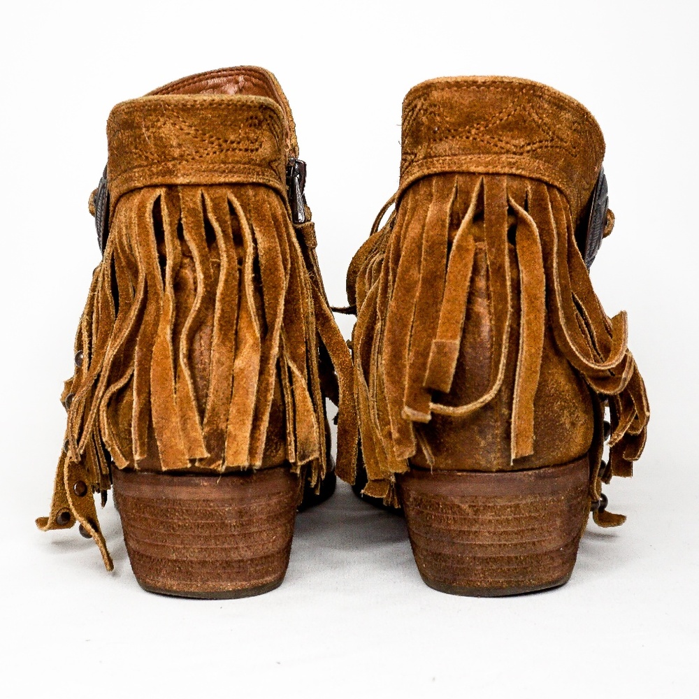 SAM EDELMAN Suede Leather Fringe Booties Boots 8 - Picture 5 of 8